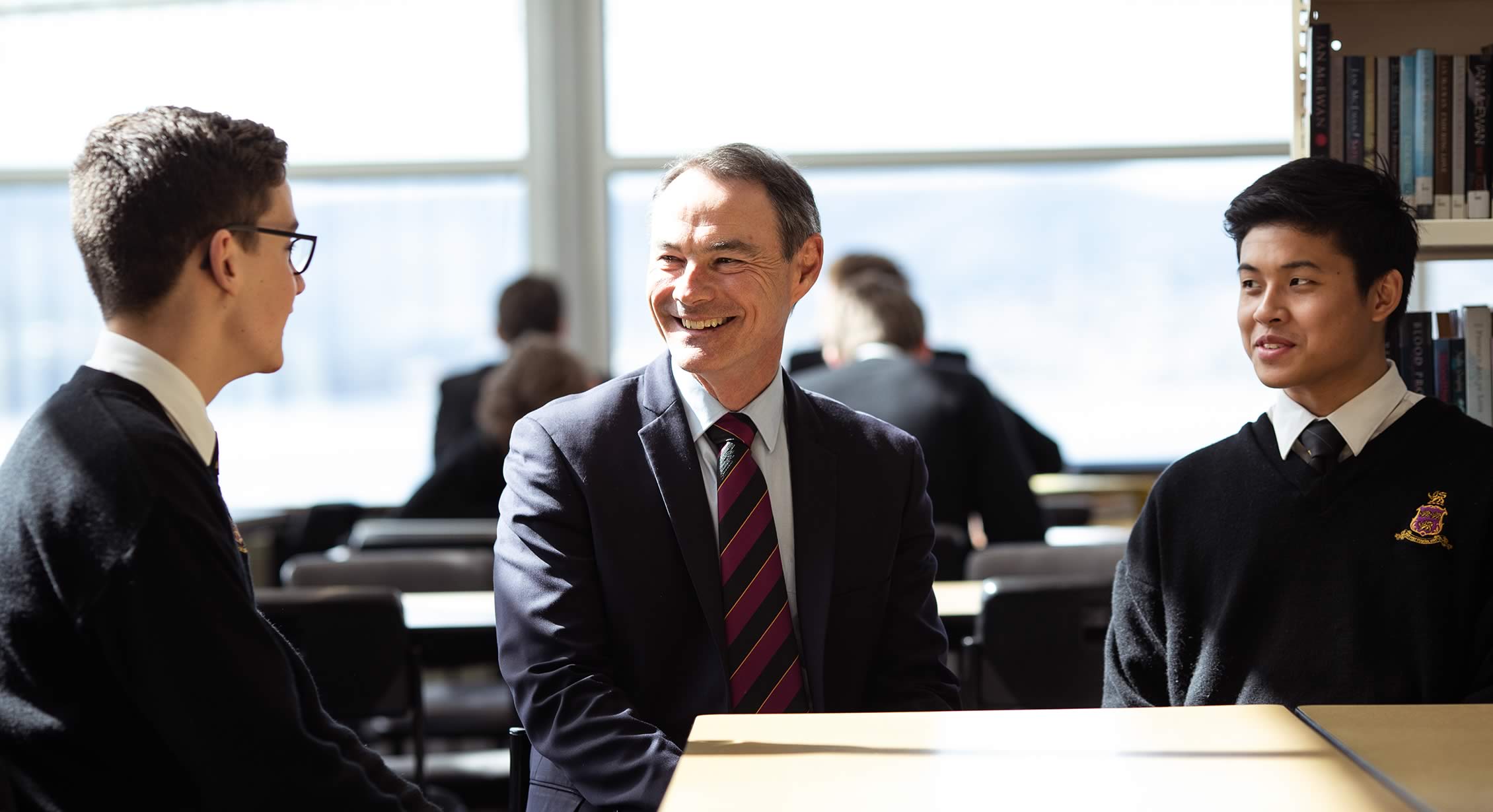 Principal, Dr Rob McEwan with students. Photo: Joshua Lamont.